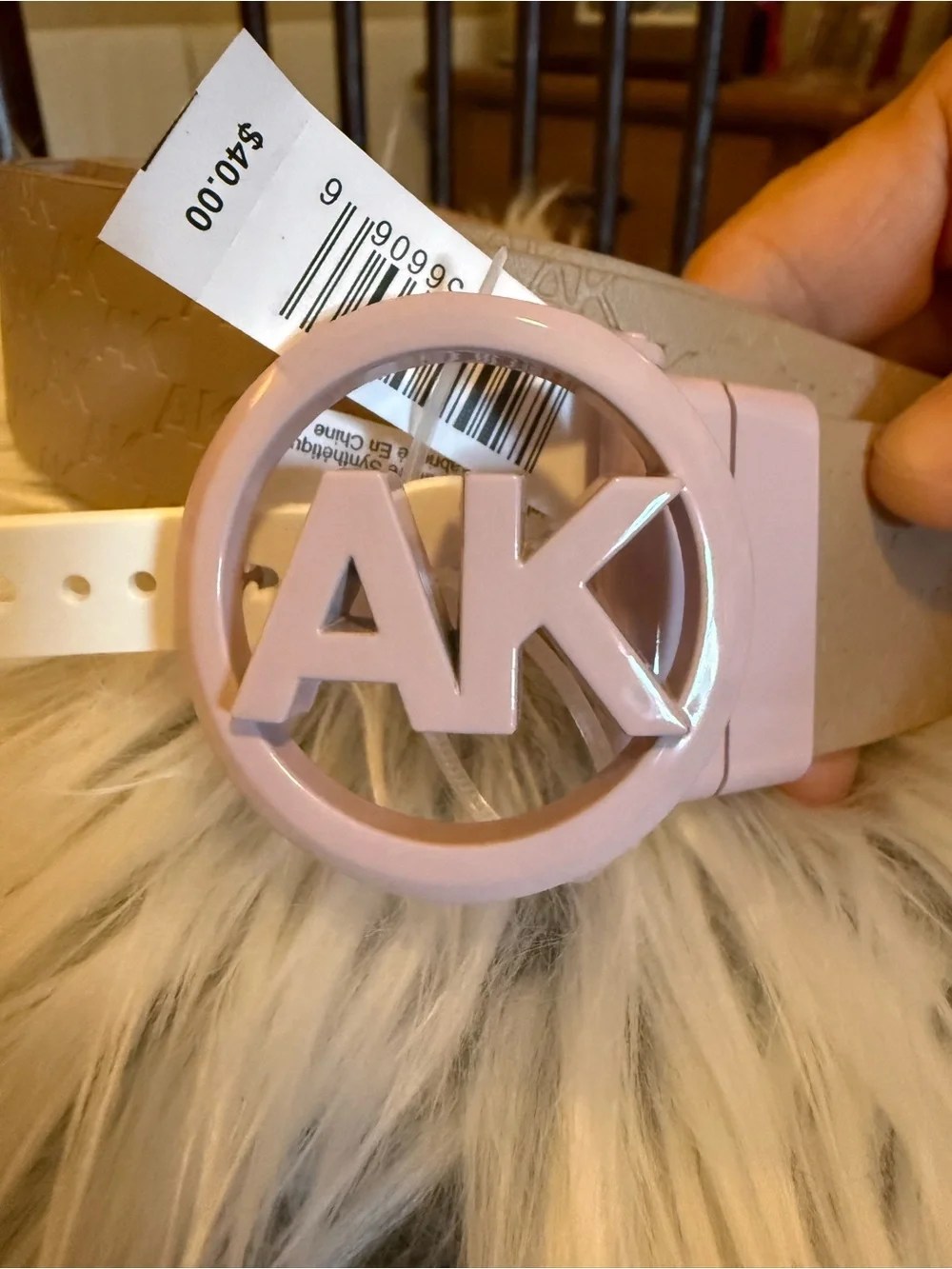 ANNE KLEIN Reversible AK Logo Pink Belt.